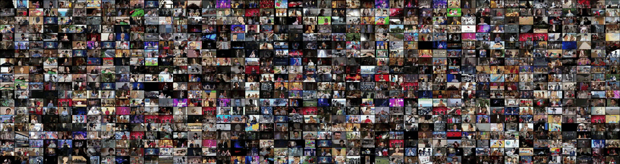 AVTrack dataset montage (43x20 grid of speakers)